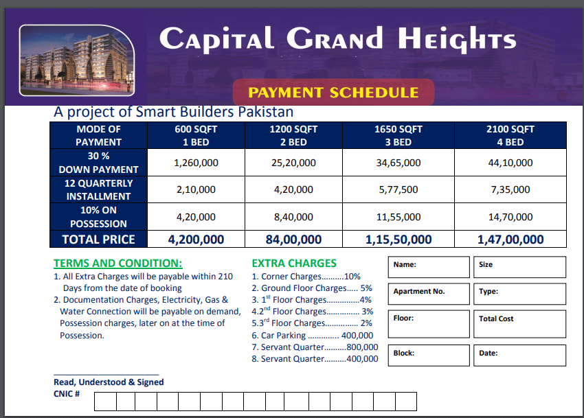 Capital Grand Heights Payment Plan