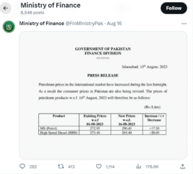 Petrol Price Increased by Rs.26.02 3 Minsitry of Finance announced the notification for petrol price increase on 16th September, 2023