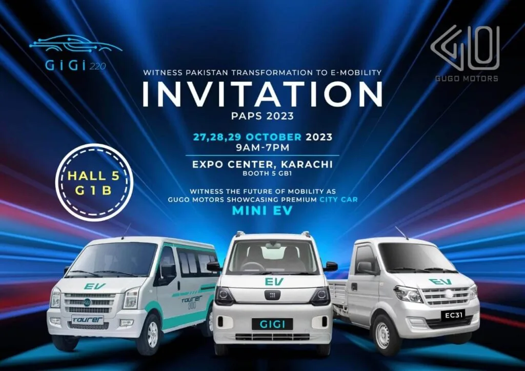 GiGi EV at Pakistan Auto Show 2023 7 GUGO Motors Invitation to PAPS Show 2023