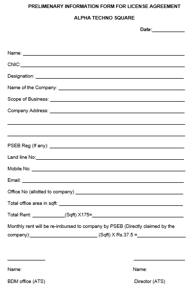 Preliminary Information Form