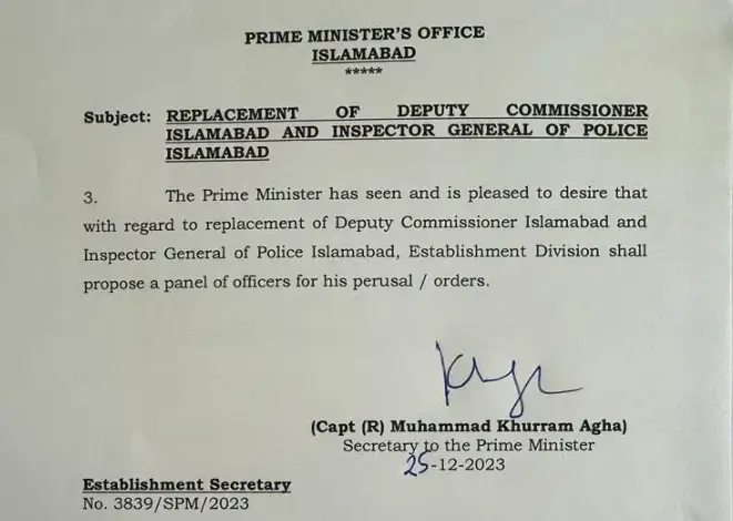 IG Islamabad & DC Transferred from their Posts on ECP Orders