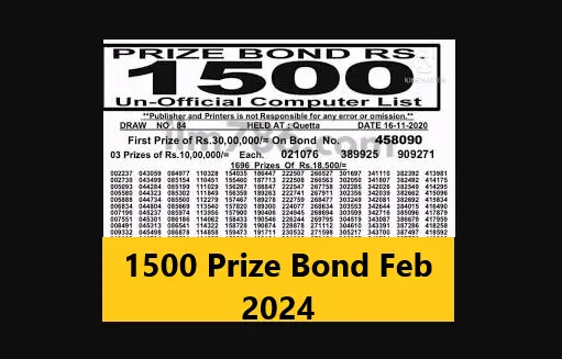 Read more about the article 1500 Prize Bond Feb 2024