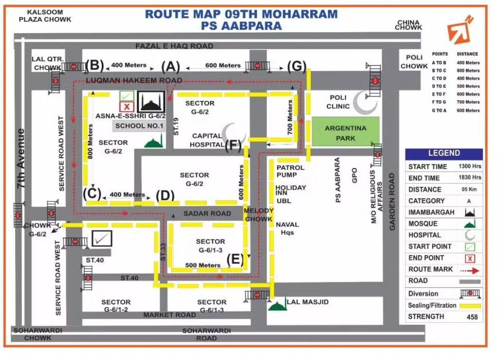 Islamabad Police Shares Traffic Plan for 9 Muharram