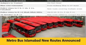 Metro Bus Islamabad New Routes Announced