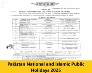 Pakistan National and Islamic Public Holidays 2025