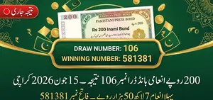 Rs200 Prize Bond Draw No 106 Result June 15 in Karachi